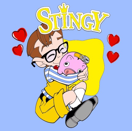 LazyTown Stingy with his Piggy and his glasses.jpg
